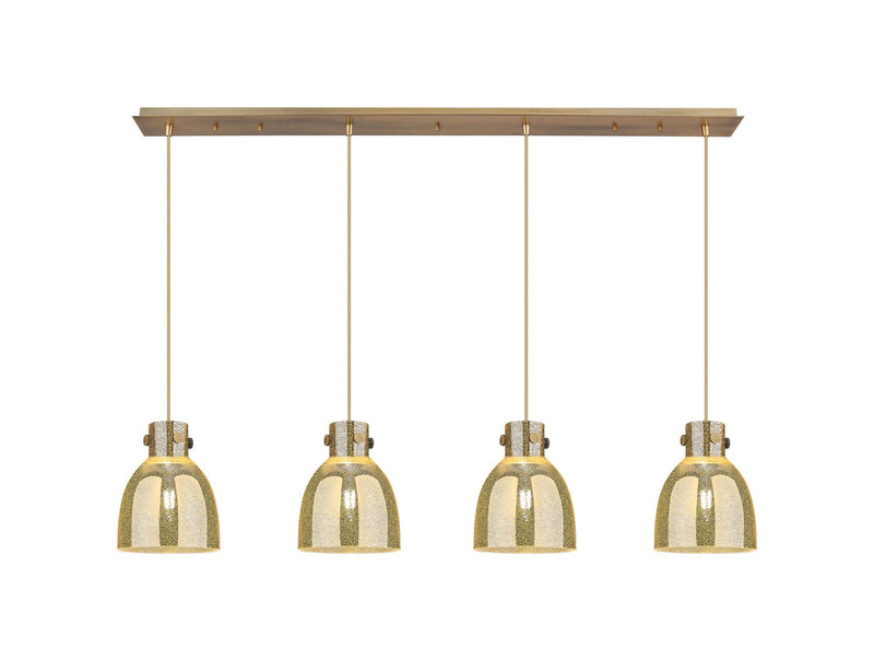 Innovations 124-410-1PS-BB-G412-8ME Four Light Linear Pendant, Brushed Brass