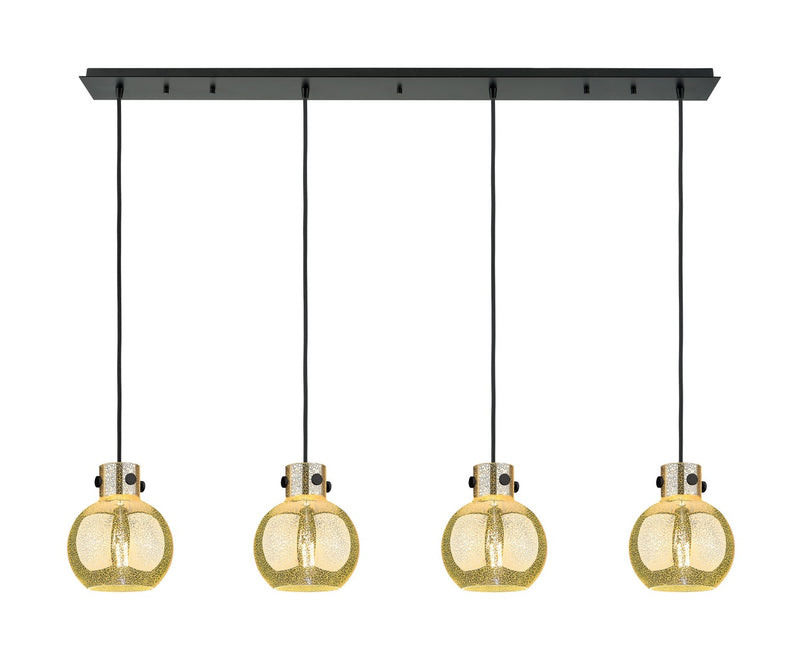 Innovations 124-410-1PS-BK-G410-8ME Four Light Linear Pendant, Matte Black
