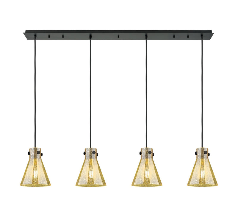 Innovations 124-410-1PS-BK-G411-8ME Four Light Linear Pendant, Matte Black