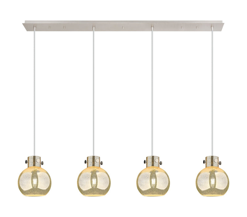 Innovations 124-410-1PS-PN-G410-8ME Four Light Linear Pendant, Polished Nickel