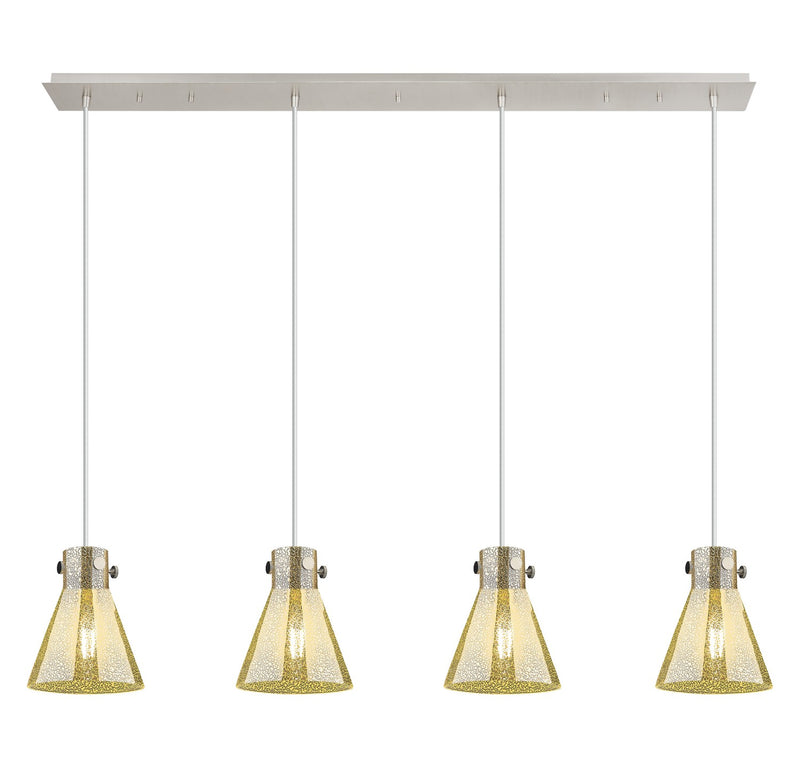 Innovations 124-410-1PS-PN-G411-8ME Four Light Linear Pendant, Polished Nickel
