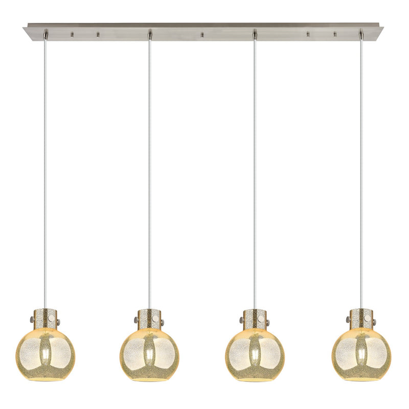 Innovations 124-410-1PS-SN-G410-8ME Four Light Linear Pendant, Brushed Satin Nickel