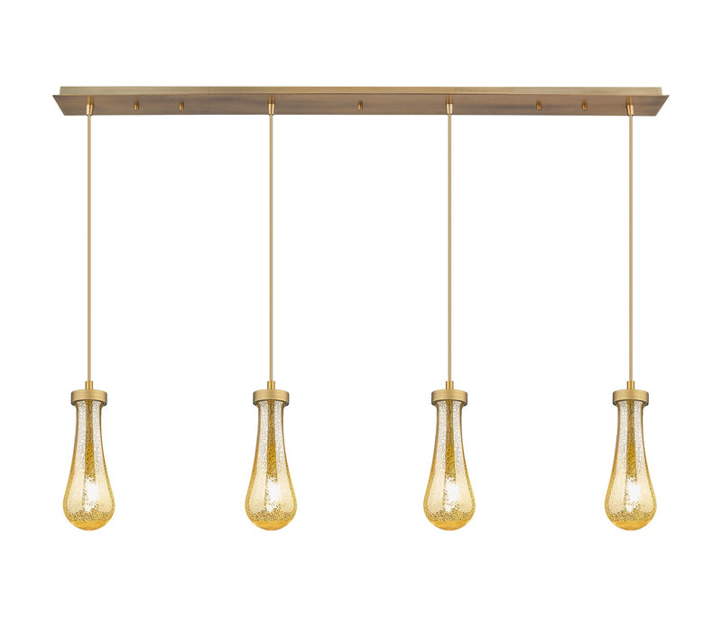 Innovations 124-451-1P-BB-G451-4ME Four Light Linear Pendant, Brushed Brushed Brass