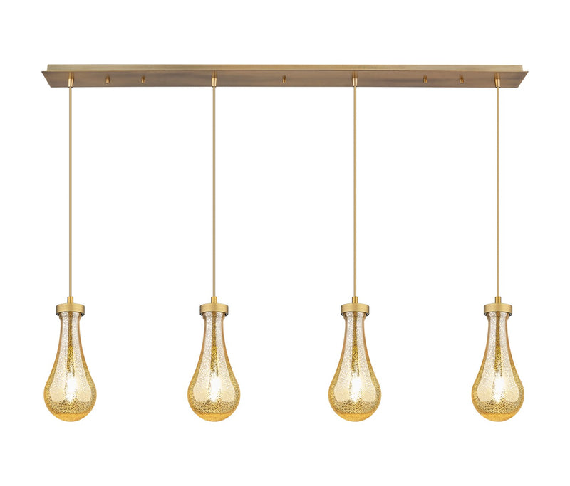 Innovations 124-451-1P-BB-G451-5ME Four Light Linear Pendant, Brushed Brass