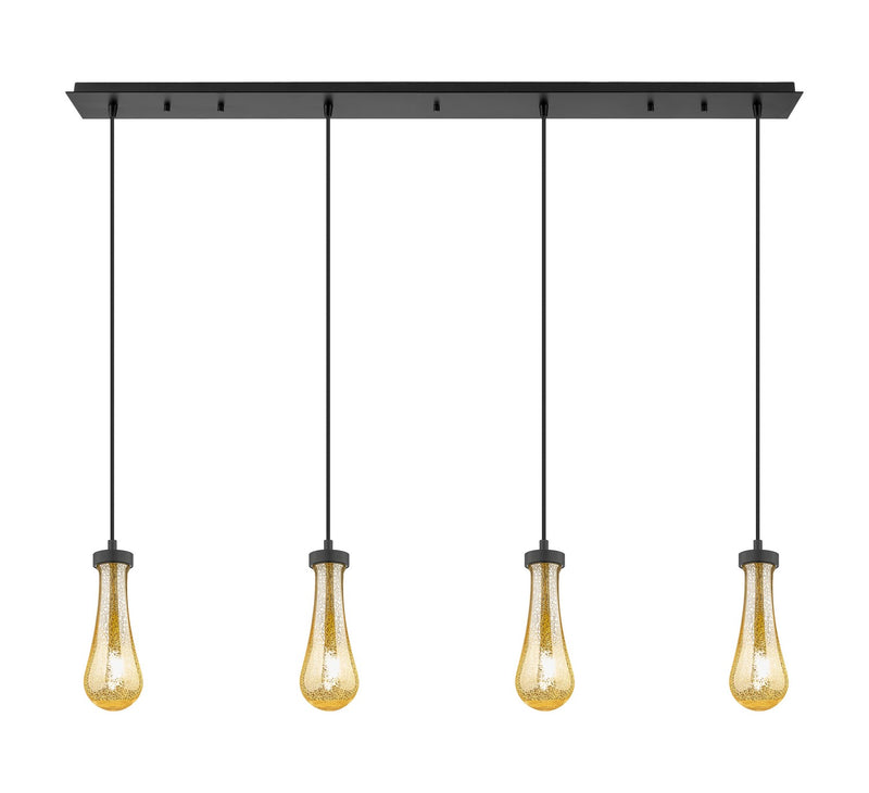 Innovations 124-451-1P-BK-G451-4ME Four Light Linear Pendant, Brushed Matte Black