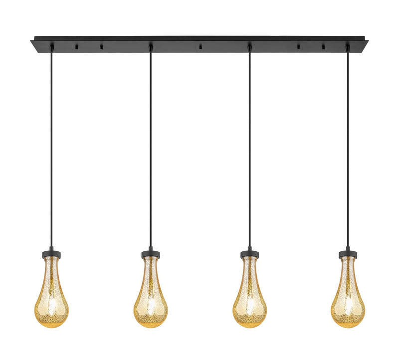 Innovations 124-451-1P-BK-G451-5ME Four Light Linear Pendant, Matte Black