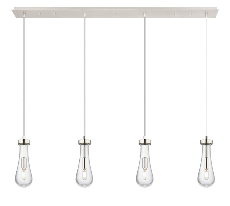 Innovations 124-451-1P-PN-G451-4CL Four Light Linear Pendant, Polished Nickel