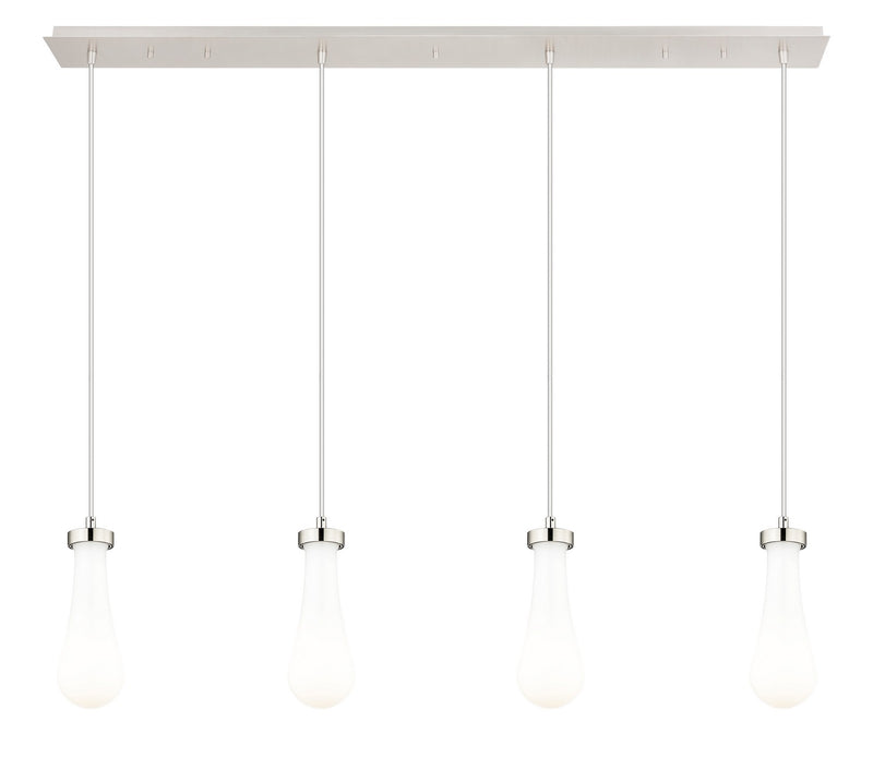 Innovations 124-451-1P-PN-G451-4GWH Four Light Linear Pendant, Brushed Polished Nickel