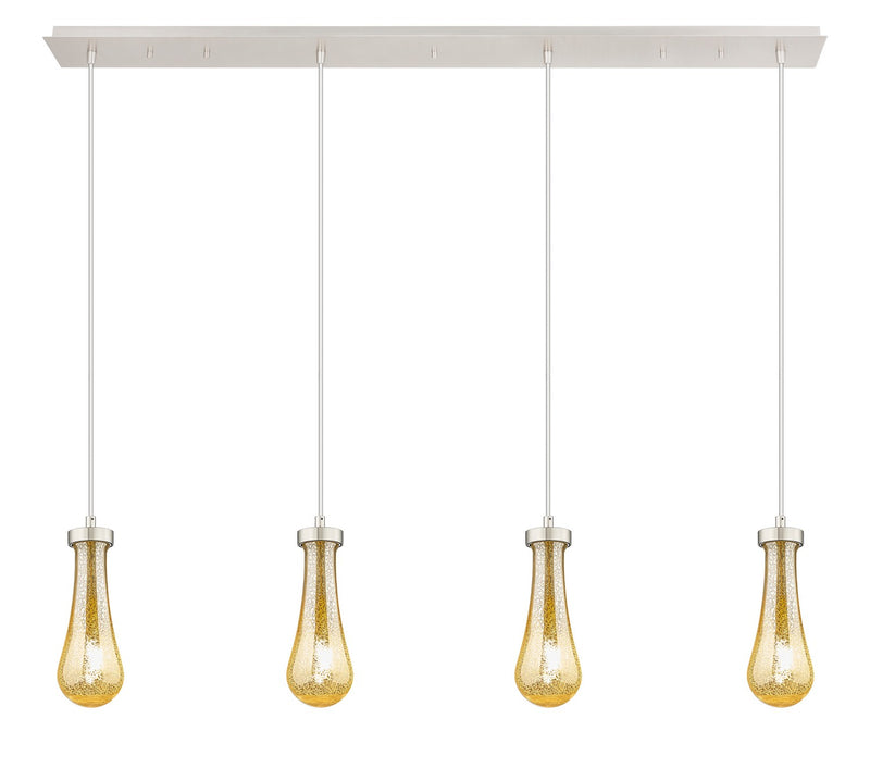 Innovations 124-451-1P-PN-G451-4ME Four Light Linear Pendant, Brushed Polished Nickel