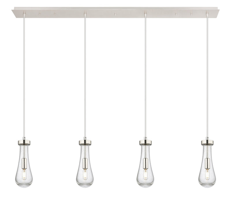 Innovations 124-451-1P-PN-G451-4SDY Four Light Linear Pendant, Brushed Polished Nickel