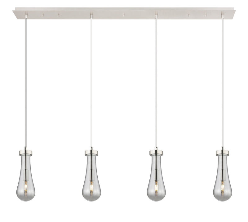 Innovations 124-451-1P-PN-G451-4SM Four Light Linear Pendant, Polished Nickel