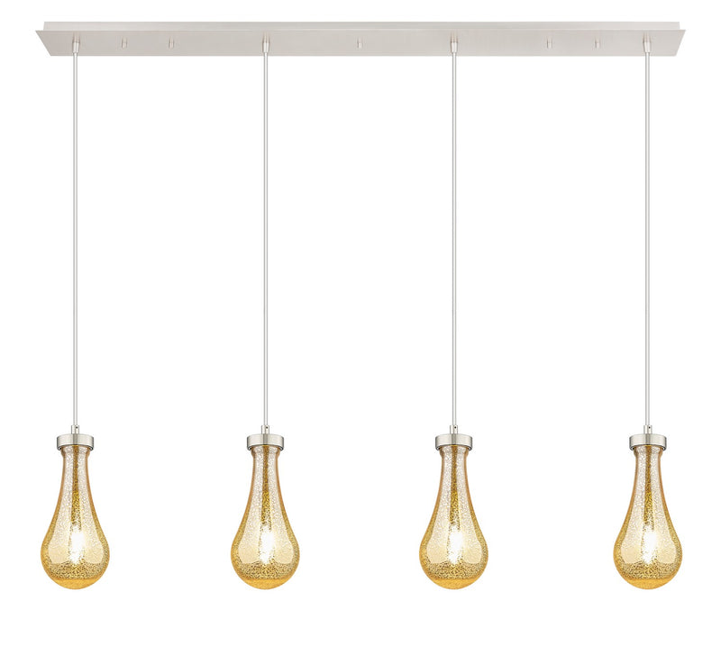 Innovations 124-451-1P-PN-G451-5ME Four Light Linear Pendant, Polished Nickel