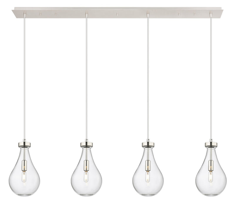 Innovations 124-451-1P-PN-G451-7CL Four Light Linear Pendant, Polished Nickel