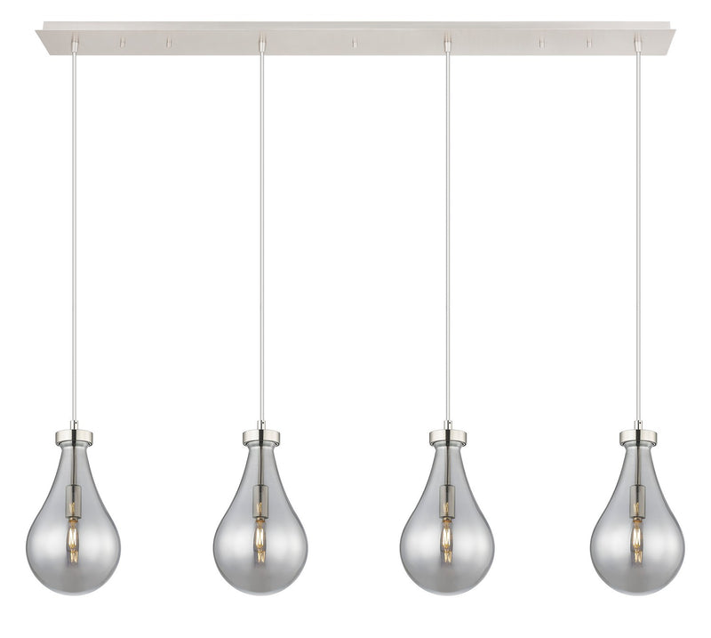 Innovations 124-451-1P-PN-G451-7SM Four Light Linear Pendant, Polished Nickel
