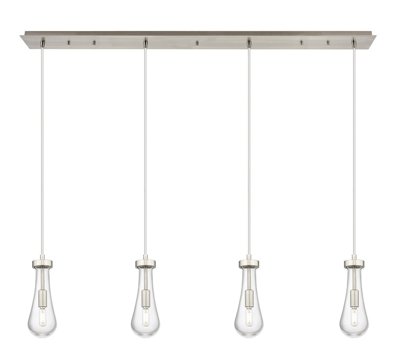 Innovations 124-451-1P-SN-G451-4CL Four Light Linear Pendant, Brushed Satin Nickel
