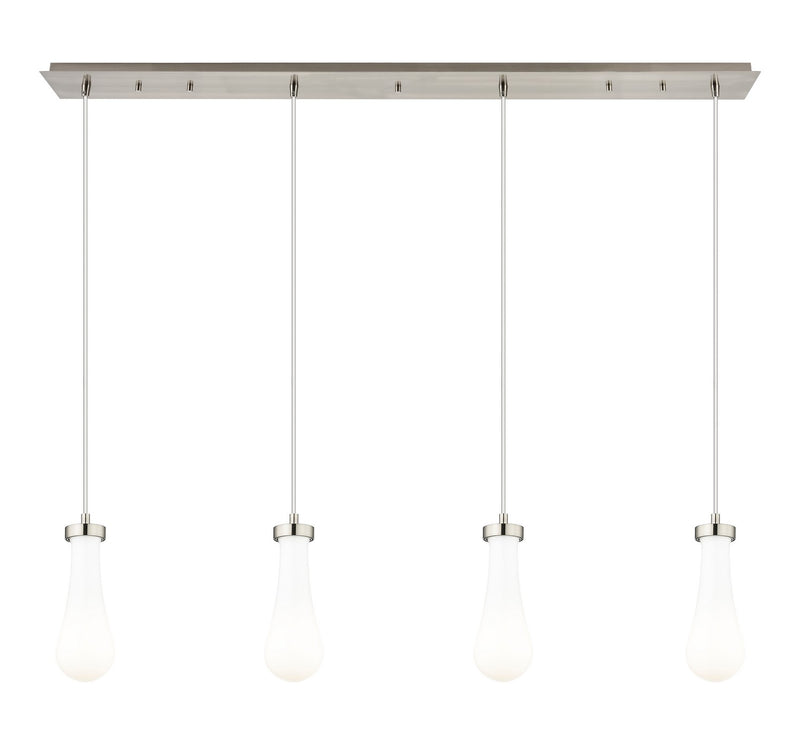 Innovations 124-451-1P-SN-G451-4GWH Four Light Linear Pendant, Brushed Satin Nickel