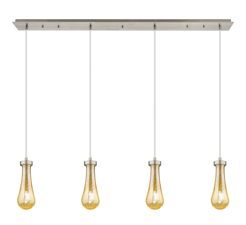 Innovations 124-451-1P-SN-G451-4ME Four Light Linear Pendant, Brushed Satin Nickel