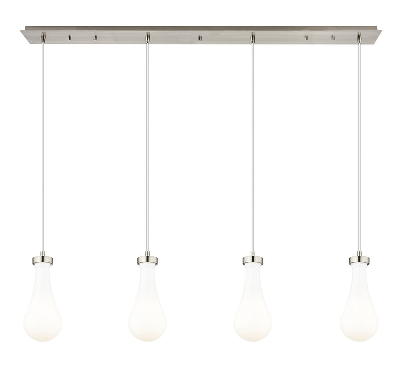 Innovations 124-451-1P-SN-G451-5GWH Four Light Linear Pendant, Brushed Satin Nickel