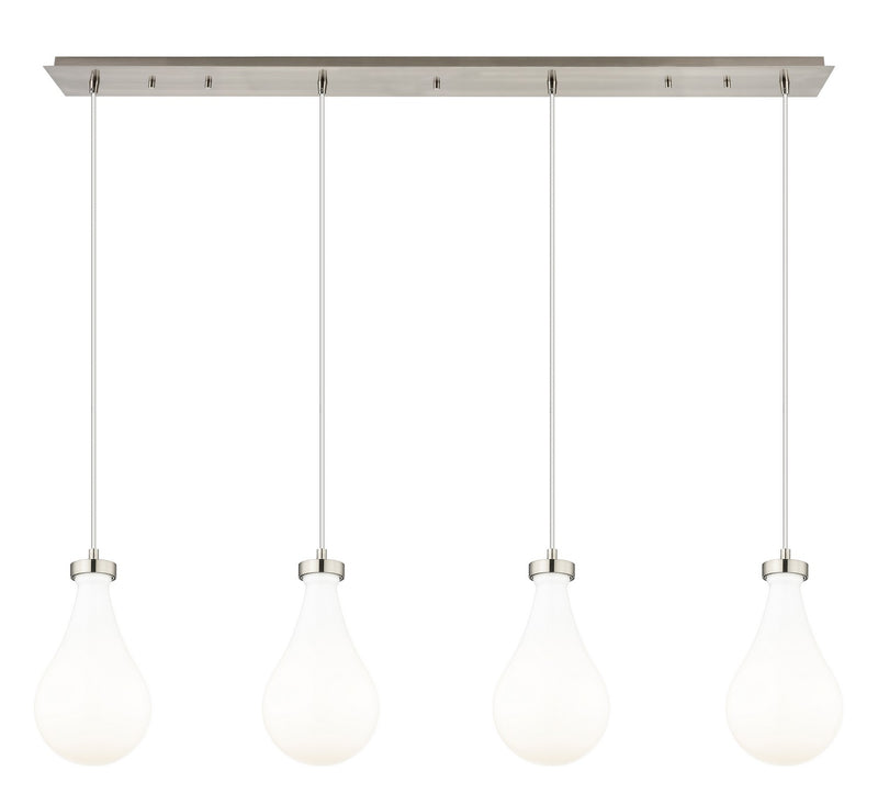 Innovations 124-451-1P-SN-G451-7GWH Four Light Linear Pendant, Brushed Satin Nickel