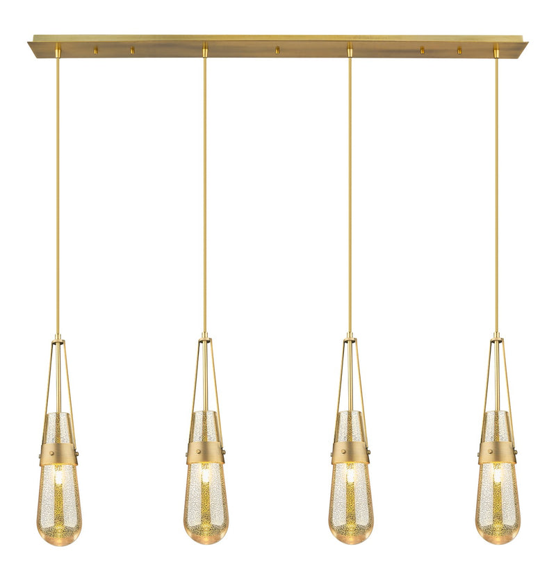 Innovations 124-452-1P-BB-G452-4ME Four Light Linear Pendant, Brushed Brass