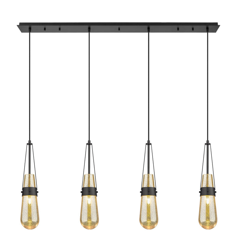 Innovations 124-452-1P-BK-G452-4ME Four Light Linear Pendant, Matte Black