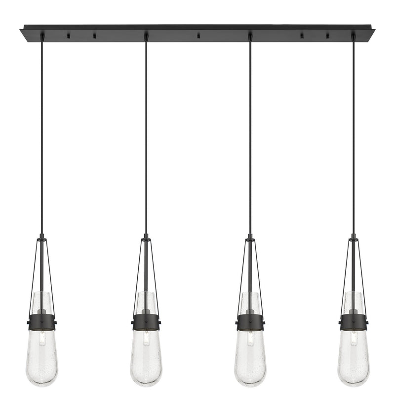 Innovations 124-452-1P-BK-G452-4SDY Four Light Linear Pendant, Matte Black