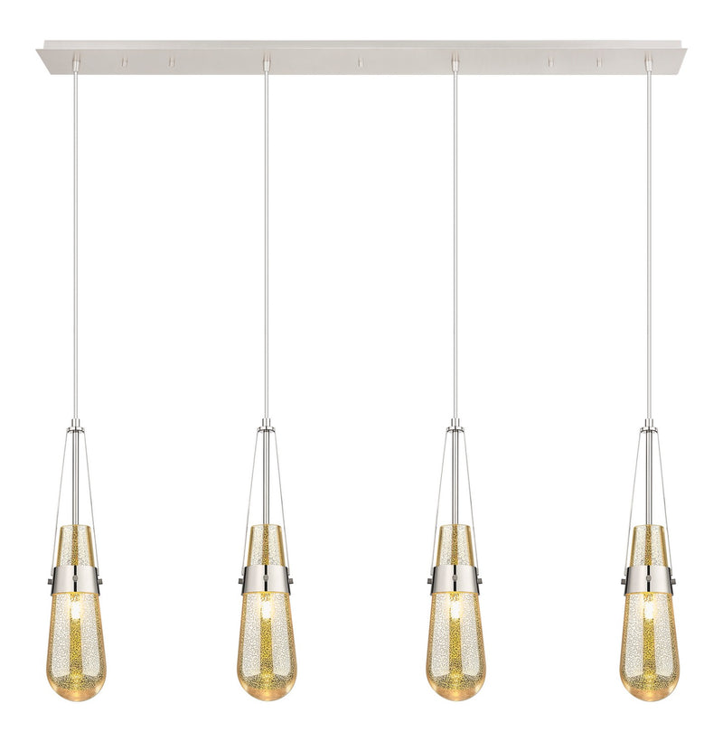 Innovations 124-452-1P-PN-G452-4ME Four Light Linear Pendant, Polished Nickel