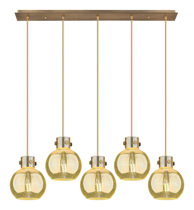 Innovations 125-410-1PS-BB-G410-8ME Five Light Linear Pendant, Brushed Brass