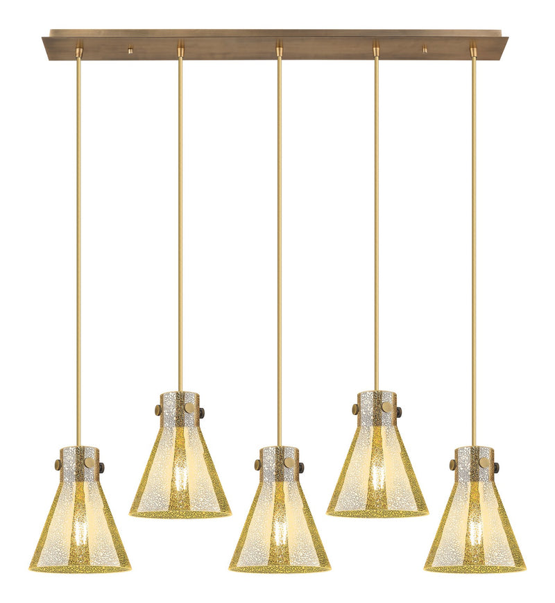 Innovations 125-410-1PS-BB-G411-8ME Five Light Linear Pendant, Brushed Brass