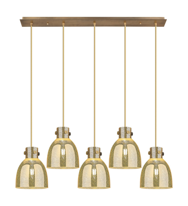Innovations 125-410-1PS-BB-G412-8ME Five Light Linear Pendant, Brushed Brass