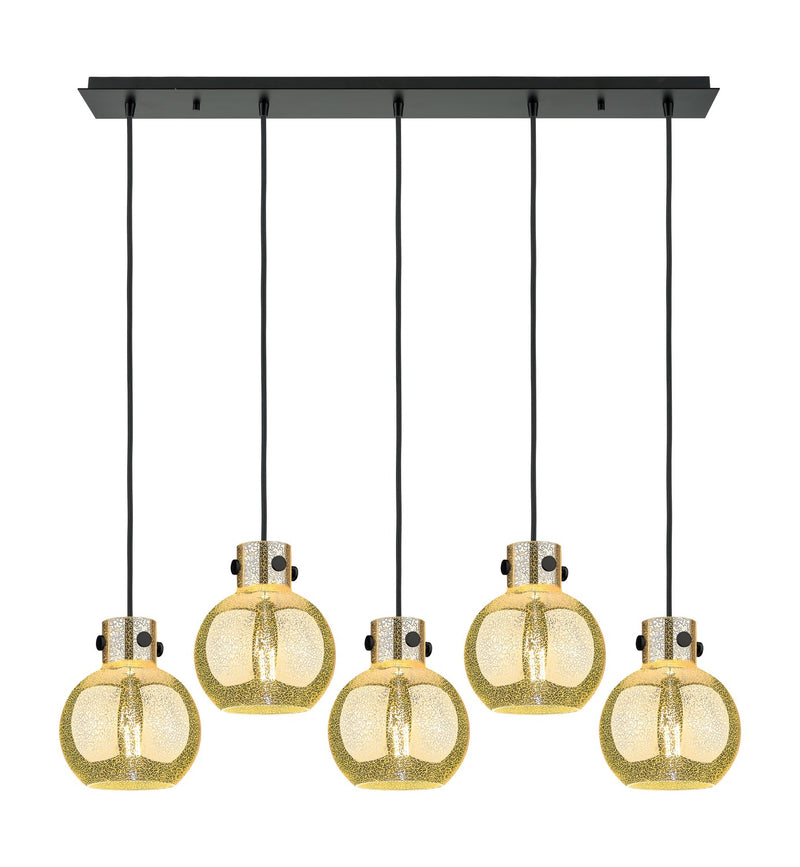 Innovations 125-410-1PS-BK-G410-8ME Five Light Linear Pendant, Matte Black