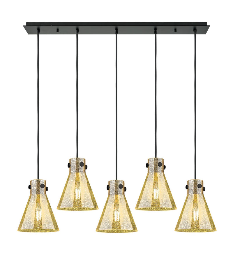 Innovations 125-410-1PS-BK-G411-8ME Five Light Linear Pendant, Matte Black
