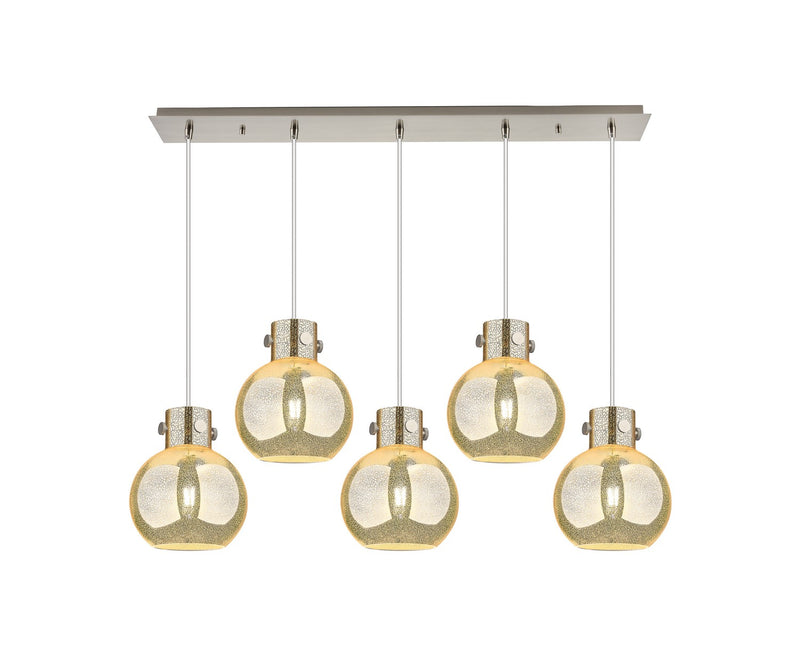 Innovations 125-410-1PS-PN-G410-8ME Five Light Linear Pendant, Polished Nickel