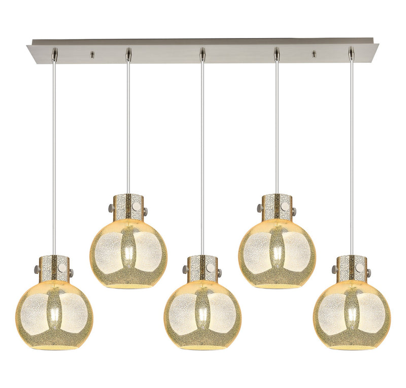 Innovations 125-410-1PS-SN-G410-8ME Five Light Linear Pendant, Brushed Satin Nickel