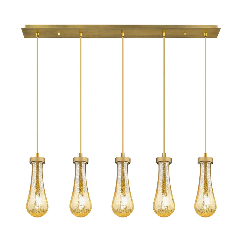 Innovations 125-451-1P-BB-G451-4ME Five Light Linear Pendant, Brushed Brushed Brass