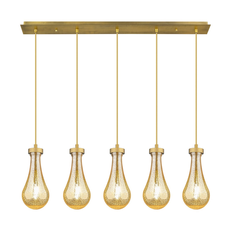 Innovations 125-451-1P-BB-G451-5ME Five Light Linear Pendant, Brushed Brass