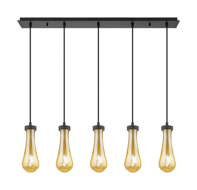 Innovations 125-451-1P-BK-G451-4ME Five Light Linear Pendant, Brushed Matte Black