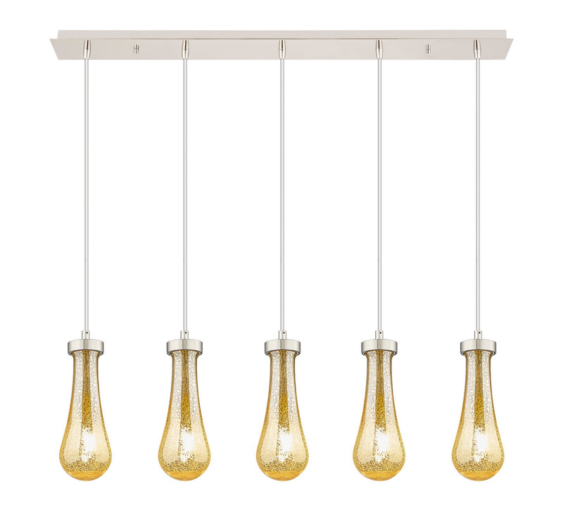 Innovations 125-451-1P-PN-G451-4ME Five Light Linear Pendant, Brushed Polished Nickel