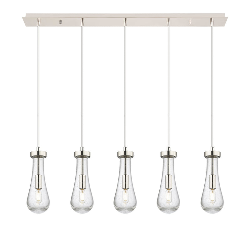 Innovations 125-451-1P-PN-G451-4SDY Five Light Linear Pendant, Brushed Polished Nickel