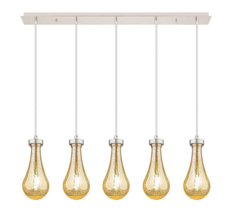 Innovations 125-451-1P-PN-G451-5ME Five Light Linear Pendant, Polished Nickel