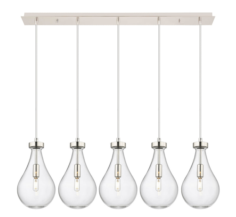 Innovations 125-451-1P-PN-G451-7CL Five Light Linear Pendant, Polished Nickel