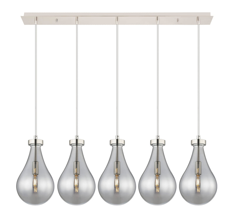 Innovations 125-451-1P-PN-G451-7SM Five Light Linear Pendant, Polished Nickel