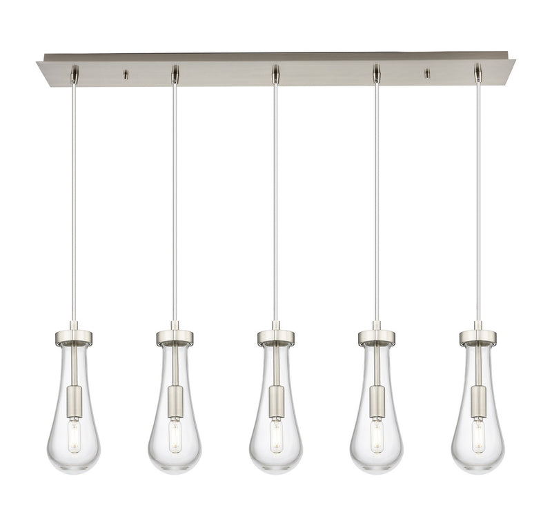 Innovations 125-451-1P-SN-G451-4CL Five Light Linear Pendant, Brushed Satin Nickel