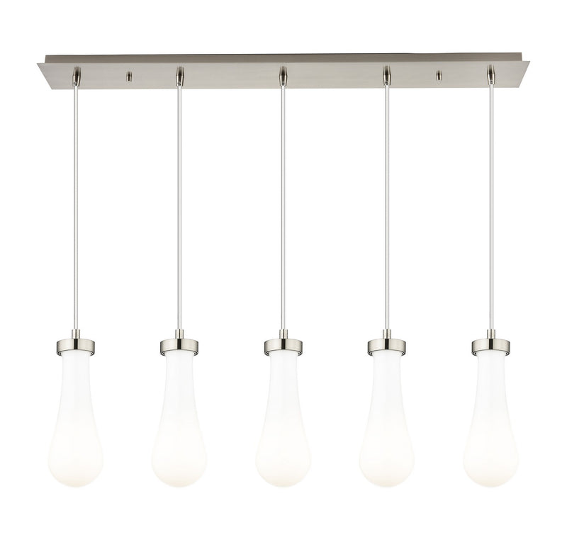 Innovations 125-451-1P-SN-G451-4GWH Five Light Linear Pendant, Brushed Satin Nickel