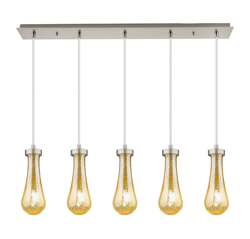 Innovations 125-451-1P-SN-G451-4ME Five Light Linear Pendant, Brushed Satin Nickel