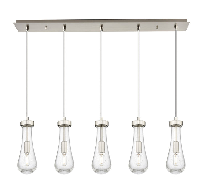 Innovations 125-451-1P-SN-G451-4SDY Five Light Linear Pendant, Brushed Satin Nickel