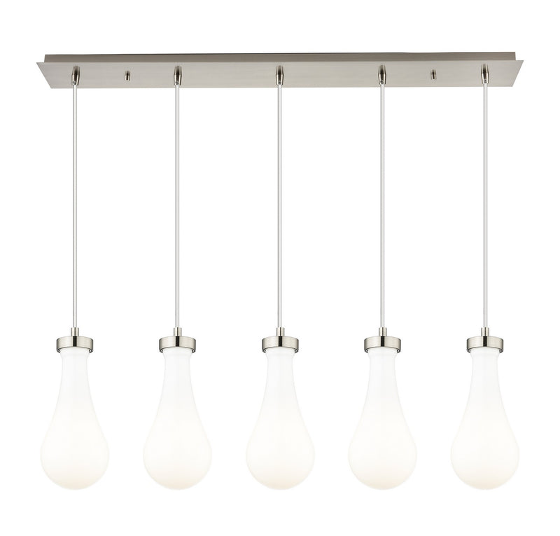 Innovations 125-451-1P-SN-G451-5GWH Five Light Linear Pendant, Brushed Satin Nickel