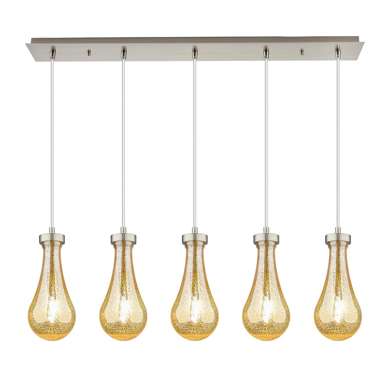 Innovations 125-451-1P-SN-G451-5ME Five Light Linear Pendant, Brushed Satin Nickel
