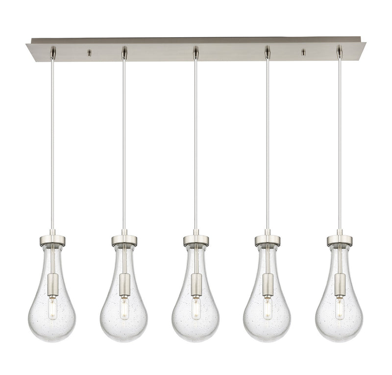 Innovations 125-451-1P-SN-G451-5SDY Five Light Linear Pendant, Brushed Satin Nickel