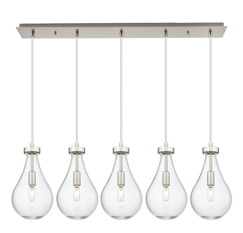 Innovations 125-451-1P-SN-G451-7CL Five Light Linear Pendant, Brushed Satin Nickel